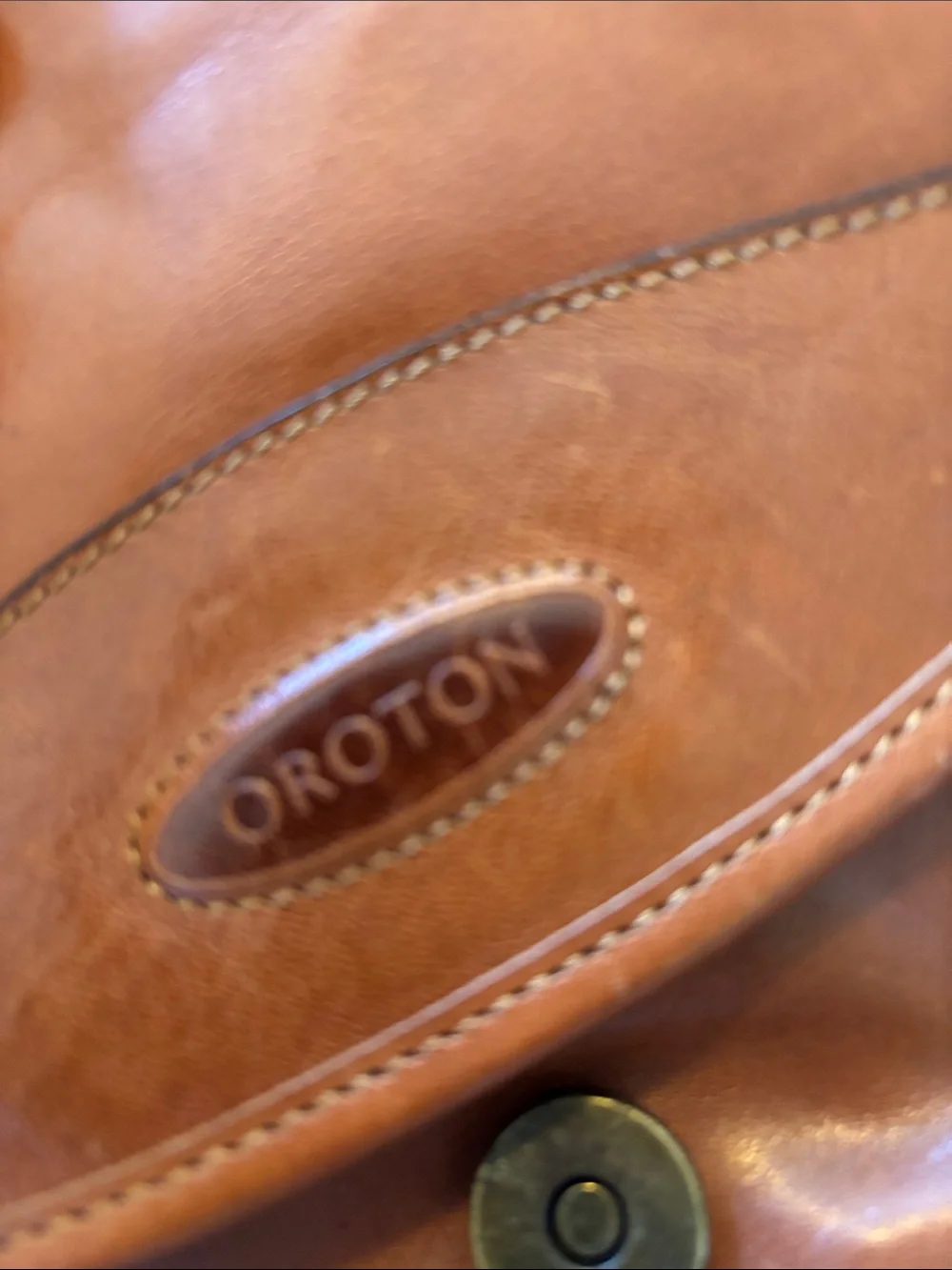 Oroton Cognac Leather crossbody Bag, zippered pocket on inside , dust bag
